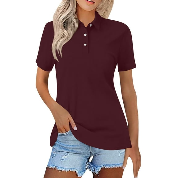 Women’s Casual Collared Shirt Summer Essential Lightweight Breathable Top Wine M