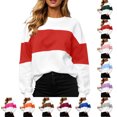 thumbnail image 1 of Women's Casual Color Block Pullover Sweatshirt Long Sleeve Crew Neck Top for School Lounge Streetwear, 1 of 7