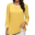 thumbnail image 1 of Women's Casual Color Block Ribbed Crew Neck Top Technical Shirts Women Long Sleeve Women Small Tops Jr Fall Fashion T Neck Tops for Women Running Top Women Long Sleeve T Shirts Women Valentines Day, 1 of 3