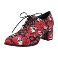 thumbnail image 1 of Women's Casual Colorful Print Pumps Shoes Chunky High Heel Pointed Toe Lace Up Suede Dress Shoes, 1 of 5
