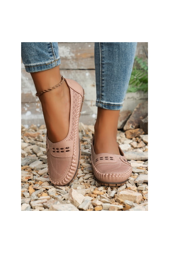 Women’s Casual Comfort Loafers Slip-On Flats, Soft Lightweight Walking Moccasins, Breathable Perforated Upper, Flexible Non-Slip Sole, Everyday Work Travel Driving Shoes