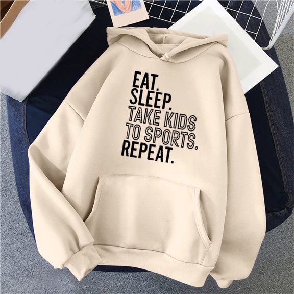 Women's Casual And Comfortable Autumn Winter Hoodie With Round Neck Long Sleeve Pocket And Letter Print Women Hooded Sweatshirt Sweaters Cover Your Sleeve Hoodies Teen Girls Knitted Jackets Women Ash