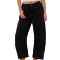 thumbnail image 1 of Women's Casual Comfortable High Waist Loose Straight Leg Pants, Fashion Wide Leg Trousers, Elastic Waist Lounge Pants for Women, Office Casual Wear,Black,2XL, 1 of 7