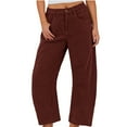 thumbnail image 1 of Women's Casual Comfortable High Waist Loose Straight Leg Pants, Fashion Wide Leg Trousers, Elastic Waist Lounge Pants for Women, Office Casual Wear,Wine,2XL, 1 of 7