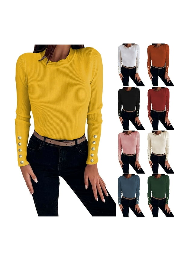 Women's Casual Comfortable Long Sleeve Button Down Blouse Top Sweater Shirt Solid Color Soft Loose Fit Tunic for Business Work Office Vacation Travel Outfits Fashion Essential Gift for Ladies