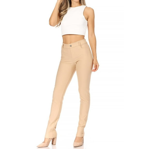 Moa Collection Women's Casual Comfy Slim Pocket Jeggings Jeans Pants with Button