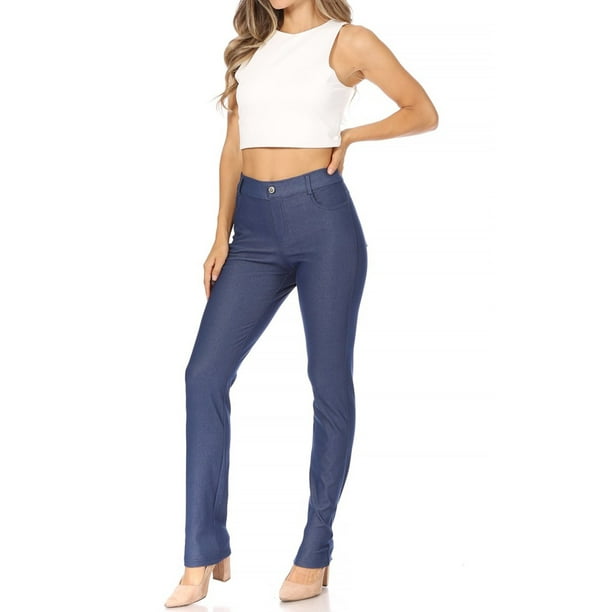 Women s Casual Comfy Slim Jeggings Jeans Pants with Button Walmart Business Supplies
