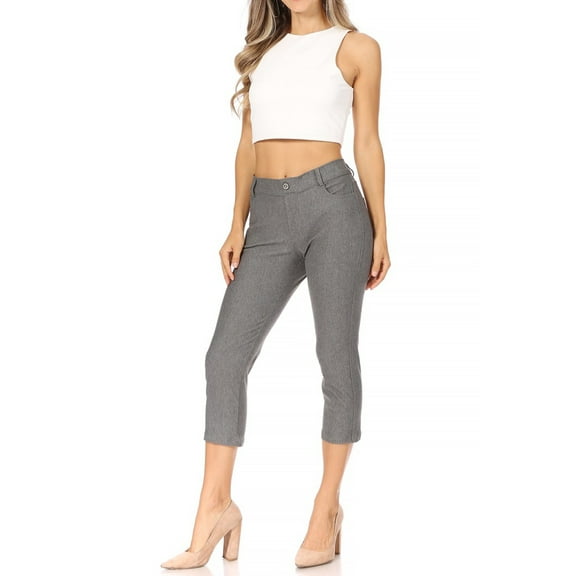 Moa Collection Women's Casual Comfy Slim Pocket Jeggings Jeans Capri Pants