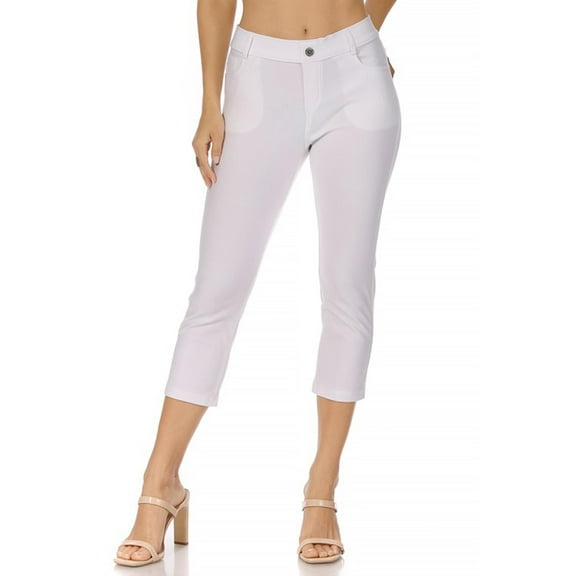 Women's Casual Comfy Slim Pocket Jeggings Jeans Capri Pants