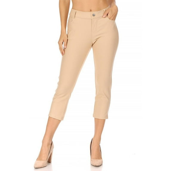 Women's Casual Comfy Slim Pocket Jeggings Jeans Capri Pants