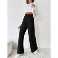 thumbnail image 1 of Women's Casual Cotton Knitted Pants Elastic High Waist Wide Leg Trousers Female Solid Stripe Streetwear Women Long Pants, 1 of 2
