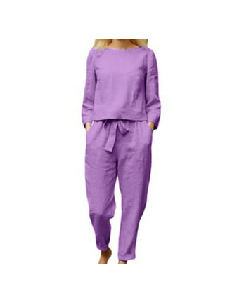 YWDJ Workout Sets for Women Plus Size Womens Solid Color Off Shoulder Long  Sleeve Cable Knitted Warm Two Piece Long Pants Sweater Suit Set Purple XXXL  