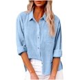 thumbnail image 1 of Women’s Casual Cotton Linen Button Down Blouse Long Sleeve with Front Pocket Lapel Button Down Shirt Lightweight Breathable Fall/Winter Tops Loose Casual Blouses Clothes, 1 of 5