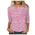 thumbnail image 1 of Women's Casual Crew Neck Carnival Sequin Printed 3/4 Length Sleeve T Shirt Top Girls Shirts Long Sleeve Women S T Shirts Womens Athletic Tops Short Sleeve Women Short Sleeve Tee Shirts Athletic, 1 of 5