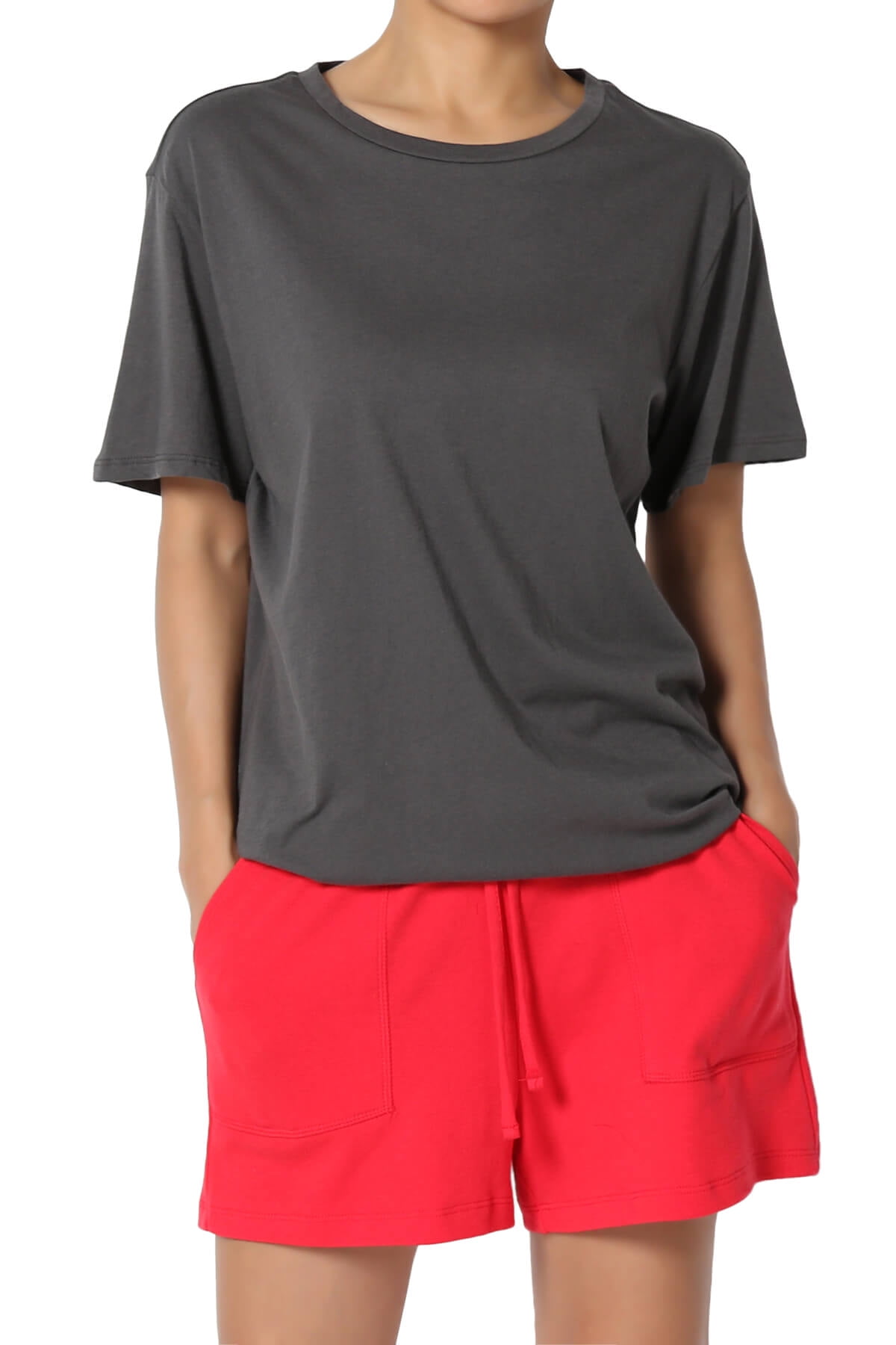 Women's Casual Crew Neck Cotton Oversized Boyfriend TShirt Short