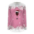 thumbnail image 1 of Women's Casual Crew Neck Double Christmas Print Long Sleeve Sweatshirt Top Soft Warm Winter Pullover Holiday Fashion Comfortable Loose Fit Tunic Style, 1 of 2