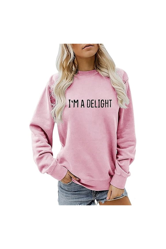 Women's Casual Crew Neck English Letters I'm A Printed Hoodless Hoodie Active Zip Hoodies Women Big and Tall Athletic Hoodie Sweater Half Zip Ladies Athletic Jacket 80s Sweatshirts for Women