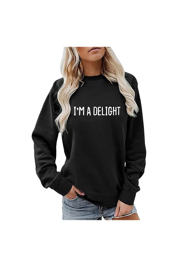 Women's Casual Crew Neck English Letters I'm A Printed Hoodless Hoodie Active Zip Hoodies Women Big and Tall Athletic Hoodie Sweater Half Zip Ladies Athletic Jacket 80s Sweatshirts for Women