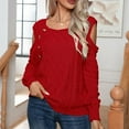thumbnail image 1 of Women's Casual Crew Neck Fall Sweaters, Women Buttons Off Shoulder Knit Pullover Tops Fashion Long Sleeve Sweaters for Women Trendy 2023, 1 of 5