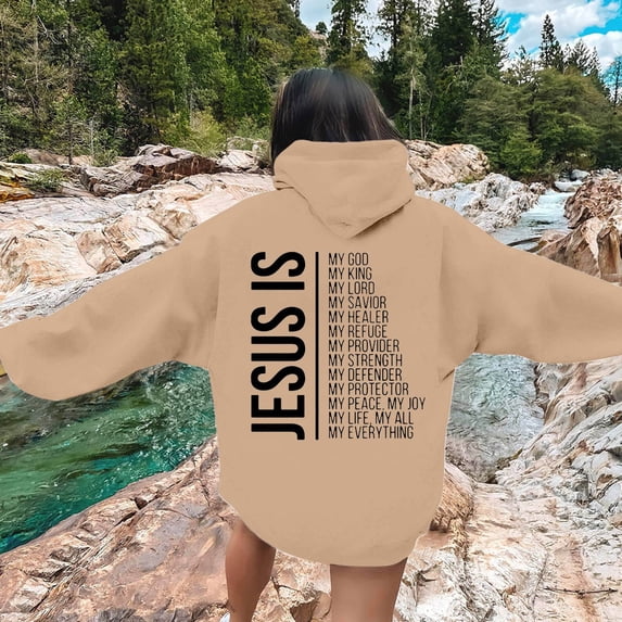 Women's Casual Crew Neck God Letter Hoodie