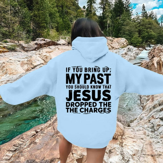 Women's Casual Crew Neck God Letter Hoodie