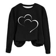 thumbnail image 1 of Women's Casual Crew Neck Graphic Sweatshirts Love Heart Print Long Sleeve Cute Tops Teens Girls Casual Spring T Shirts(Black,XXL), 1 of 5