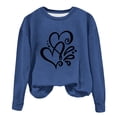 thumbnail image 1 of Women's Casual Crew Neck Graphic Sweatshirts Love Heart Print Long Sleeve Cute Tops Teens Girls Casual Spring T Shirts(Blue,M), 1 of 5