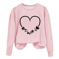 thumbnail image 1 of Women's Casual Crew Neck Graphic Sweatshirts Love Heart Print Long Sleeve Cute Tops Teens Girls Casual Spring T Shirts(Pink,XL), 1 of 5