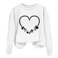 thumbnail image 1 of Women's Casual Crew Neck Graphic Sweatshirts Love Heart Print Long Sleeve Cute Tops Teens Girls Casual Spring T Shirts(White,L), 1 of 5