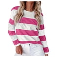 thumbnail image 1 of Women's Casual Crew Neck Long Sleeve Color Matching Printed Top T Shirt, 1 of 5