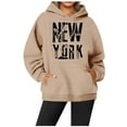 thumbnail image 1 of Women's Casual Crew Neck Pocket City Because Of The Letter Printed Hoodie Hooded Sweatshirt Womens Long Hoodies Women Hoodie Women Full Zip Long Sleeve up Apparel Winter Hoodies Women Tunic Jackets, 1 of 3