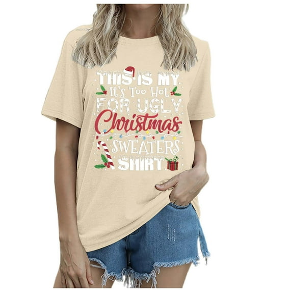 Women's Casual Crew Neck Print T-Shirt Comfortable Stylish Everyday Basic Tee Soft Breathable Fashion Top