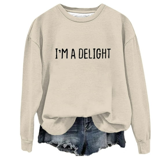 Women's Casual Crew Neck Printed Sweatshirt with English Letters