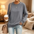 thumbnail image 1 of Women's Casual Crew Neck Sweatshirt Loose Soft Long Sleeve Pullover Tops Dark Gray 2XL, 1 of 7