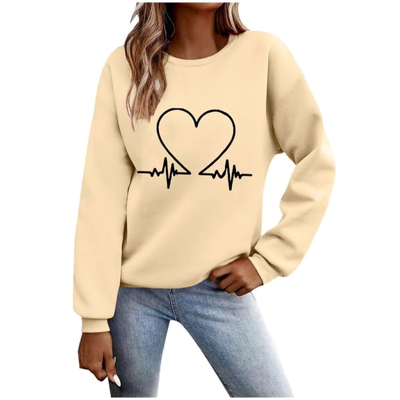 Women's Casual Crew Neck Sweatshirt Loose Soft Long Sleeve Pullover Tops