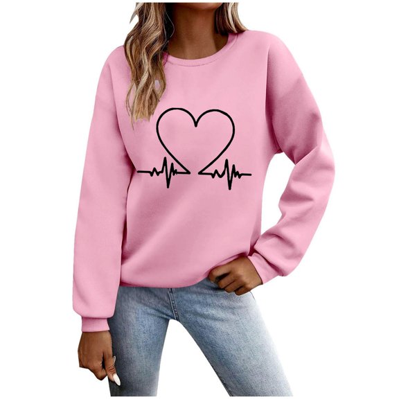 Women's Casual Crew Neck Sweatshirt Loose Soft Long Sleeve Pullover Tops
