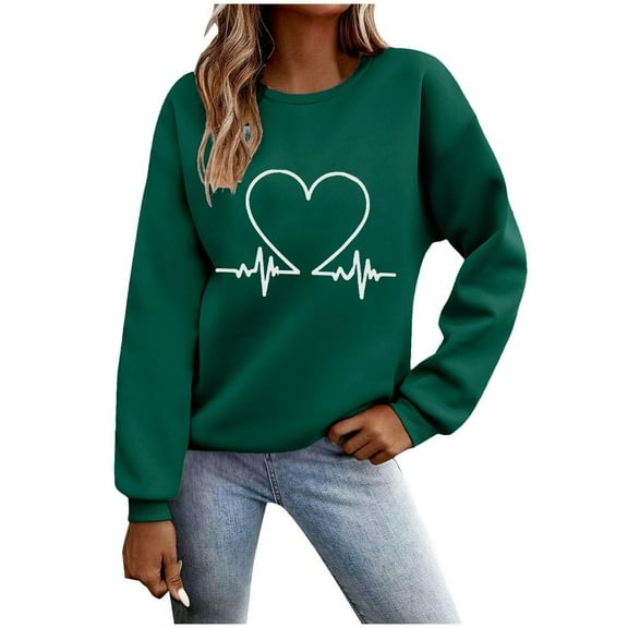Women's Casual Crew Neck Sweatshirt Loose Soft Long Sleeve Pullover Tops