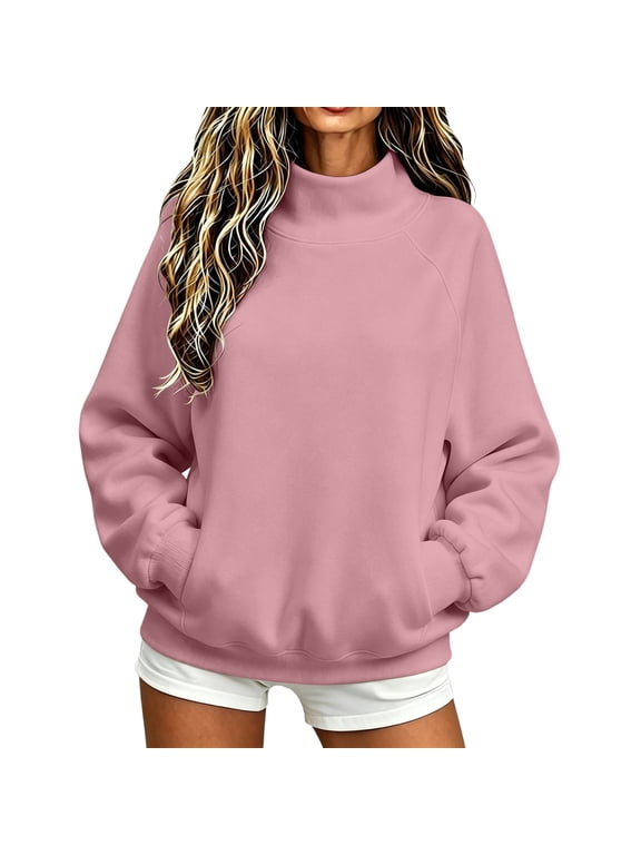 Women's Casual Crew Neck Sweatshirt Loose Soft Long Sleeve Sweatshirts Solid Color Comfortable Outdoor Pullover Tops Mint Green M