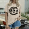 thumbnail image 1 of Women's Casual Crew Neck T Shirt with Letter Print Short Sleeves Top for Everyday Wear Women's Loose Fit Tees Tan Raglan Shirt Women Shirt Packs for Women Tall Long Sleeve Shirts for Women Dark, 1 of 3