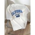 thumbnail image 1 of Women's Casual Crew Neck T-Shirt with California West Coast Slogan, Short Sleeve Knit Fabric Top, Cotton 100%, Regular Length, All Seasons - 220gsm, 1 of 8