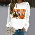 thumbnail image 1 of Women's Casual Crew Neck Thanksgiving Print Hoodless Hoodie Zip up Sweatshirt Womens Athletic Wear Hoodie Outfits Older Women Juniors Two Piece Outfit Casual Warm Tops Women Hoodie with No Hood Bride, 1 of 4