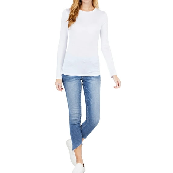 Women's Casual Crew Neck Top Long Sleeve, Lightweight Rayon Spandex Jersey