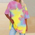 thumbnail image 1 of Women's Casual Crewneck Short Sleeve Tie Dye Oversized T Shirt Graphic Tee Top Yellow M, 1 of 4
