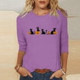 thumbnail image 1 of Women's Casual Crewneck T-Shirts Halloween Black Cat Jack-o-Lantern Graphic Print Long Sleeve Tops Comfortable Fall Pullover Tees Festive Party Clothing, 1 of 5