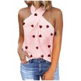thumbnail image 1 of Women's Casual Crisscross Sleeveless Tank Halter Top Printed Summer Loose Cami Shirts Sexy Beach Blouses Camisole, 1 of 7