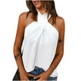 thumbnail image 1 of Women's Casual Crisscross Sleeveless Tank Top Solid Color Summer Loose Cami Shirts Beach Blouses, 1 of 5