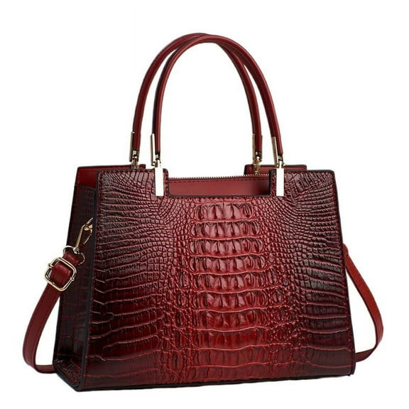 Women's Casual Crocodile Handbag And Purse Fuax Leather Embossed Crocodile Pattern Shoulder Bag Tote Satchel