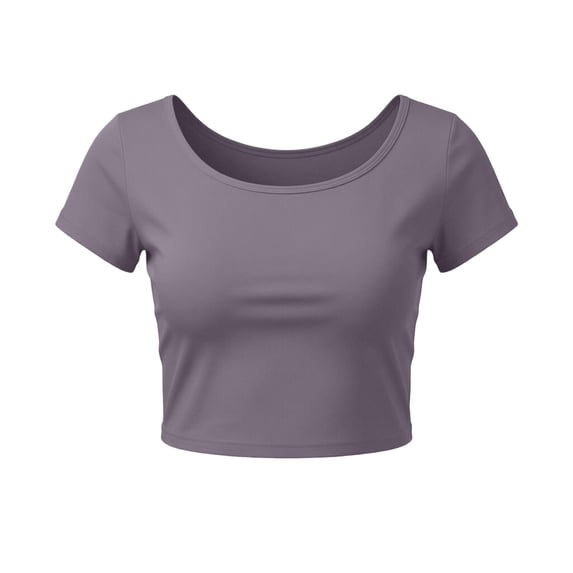 Women's Casual Crop Tops Crew Neck Slim Fit Short Sleeve Workout Basic Tight T Shirts Going out Summer Top (Free Size, Dark Gray)