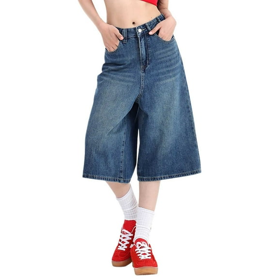 Women's Casual Cropped Wide Leg Pants Comfortable Loose Fit Denim Capri Trousers For Everyday Wear Spring Summer Fall