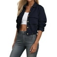 thumbnail image 1 of Women's Casual Cropped Workwear Jacket Button Down Lightweight Shacket with Drawstring Pockets for Fall Winter Outfits, 1 of 2